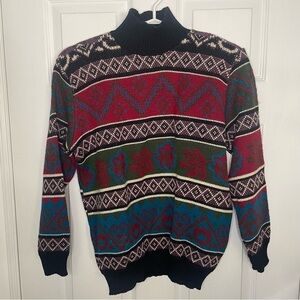 Vintage Helen Harper Wool Blend Printed Turtleneck Sweater Small